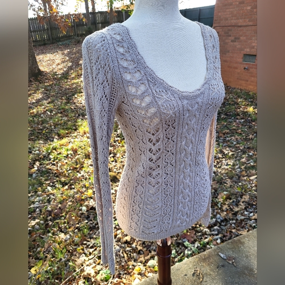 Free People Open back sweater knit oatmeal tie back XS Days of Our Lives - Picture 3 of 10